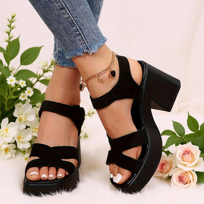 Women’s High Heel Wedge Sandals with Hollow-Out Platform