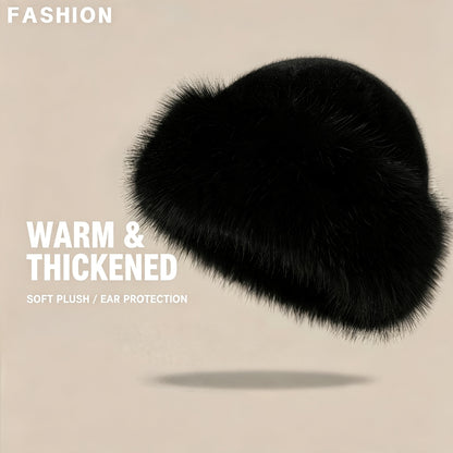 Women's Faux Fur Winter Bucket Hat, Soft Warm Thermal Hat