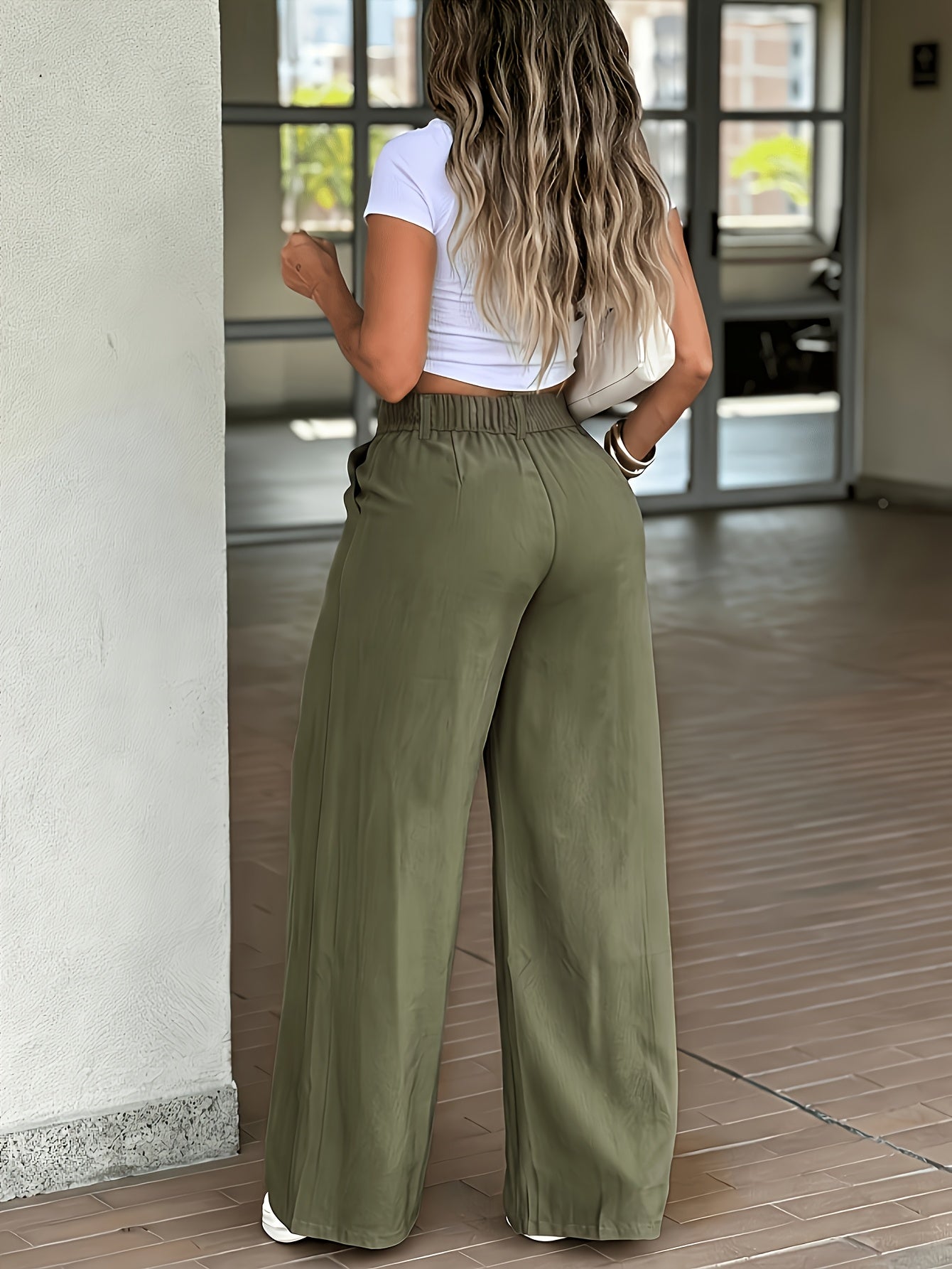 Women's Casual High-Waist Straight-Leg Trousers for Spring Summer