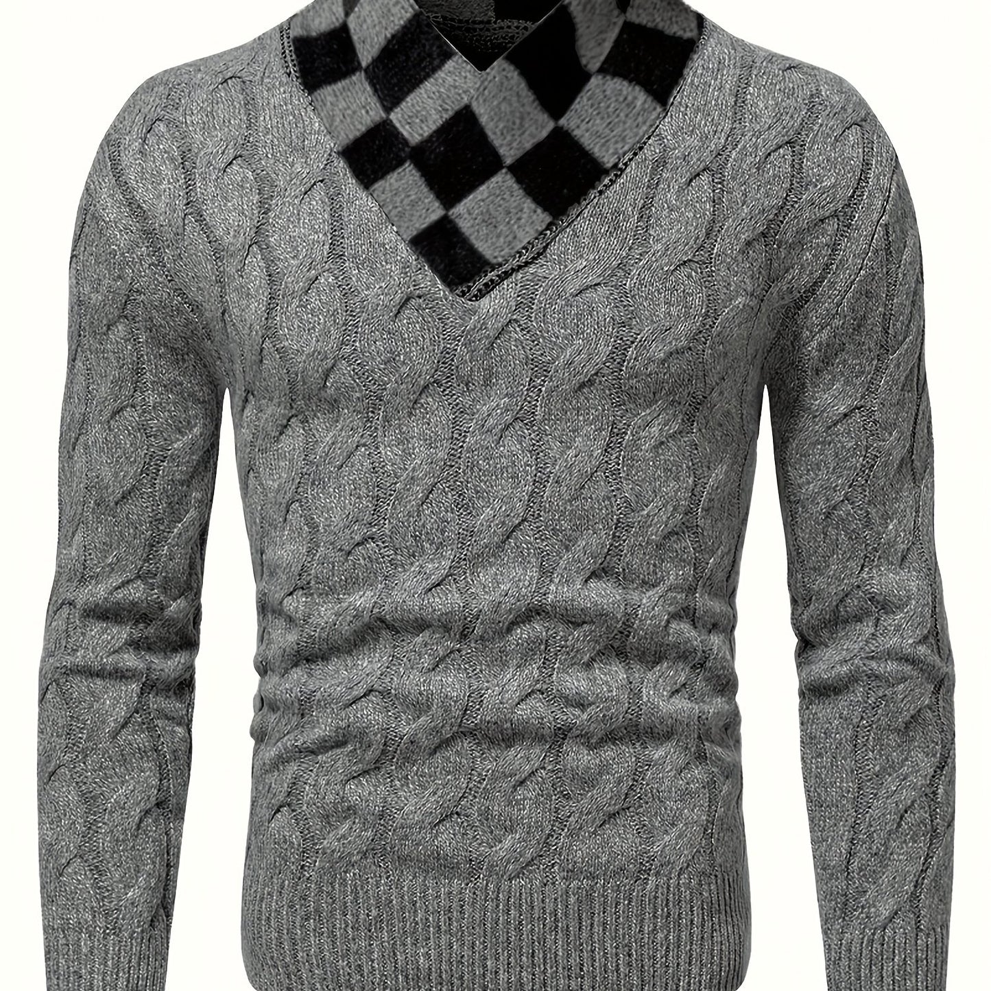 Maqiqiobm բարակ չափսի տղամարդու սվիտեր - 1 հատ աշուն/ձմեռ, հաստ, նոր ոճի, հարմարավետ, տաք, միագույն, պտտվող, տրիկոտաժե, երկար թևքերով, շախմատաձև օձիքի դիզայնով, գործնական, ամենօրյա, շերտավոր տրիկոտաժե վերնաշապիկ, հարմար է աշնանը։