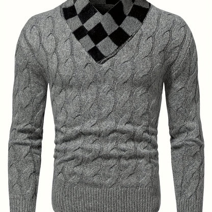 Maqiqiobm բարակ չափսի տղամարդու սվիտեր - 1 հատ աշուն/ձմեռ, հաստ, նոր ոճի, հարմարավետ, տաք, միագույն, պտտվող, տրիկոտաժե, երկար թևքերով, շախմատաձև օձիքի դիզայնով, գործնական, ամենօրյա, շերտավոր տրիկոտաժե վերնաշապիկ, հարմար է աշնանը։