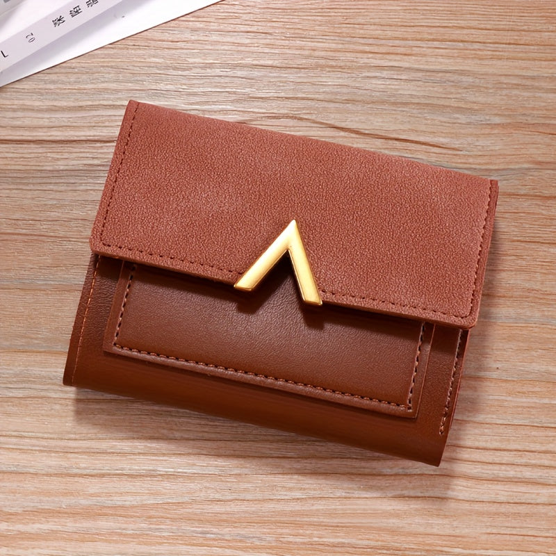 Women's Compact Tri-Fold Wallet - Short Fake Handbag with Snap Closure, Slim Card Holder & Cash Pocket, Casual Everyday Clutch for Smartphones (for women) - Asian Style Purse