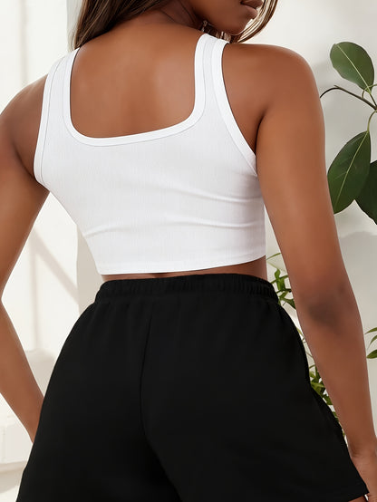 Buttery-Soft Crop Tank & Drawstring Shorts Set for Casual Comfort