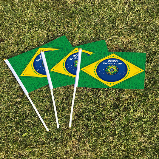 2026 World Cup Fan Banner with Brazilian Flag and Green Leaves - ayq