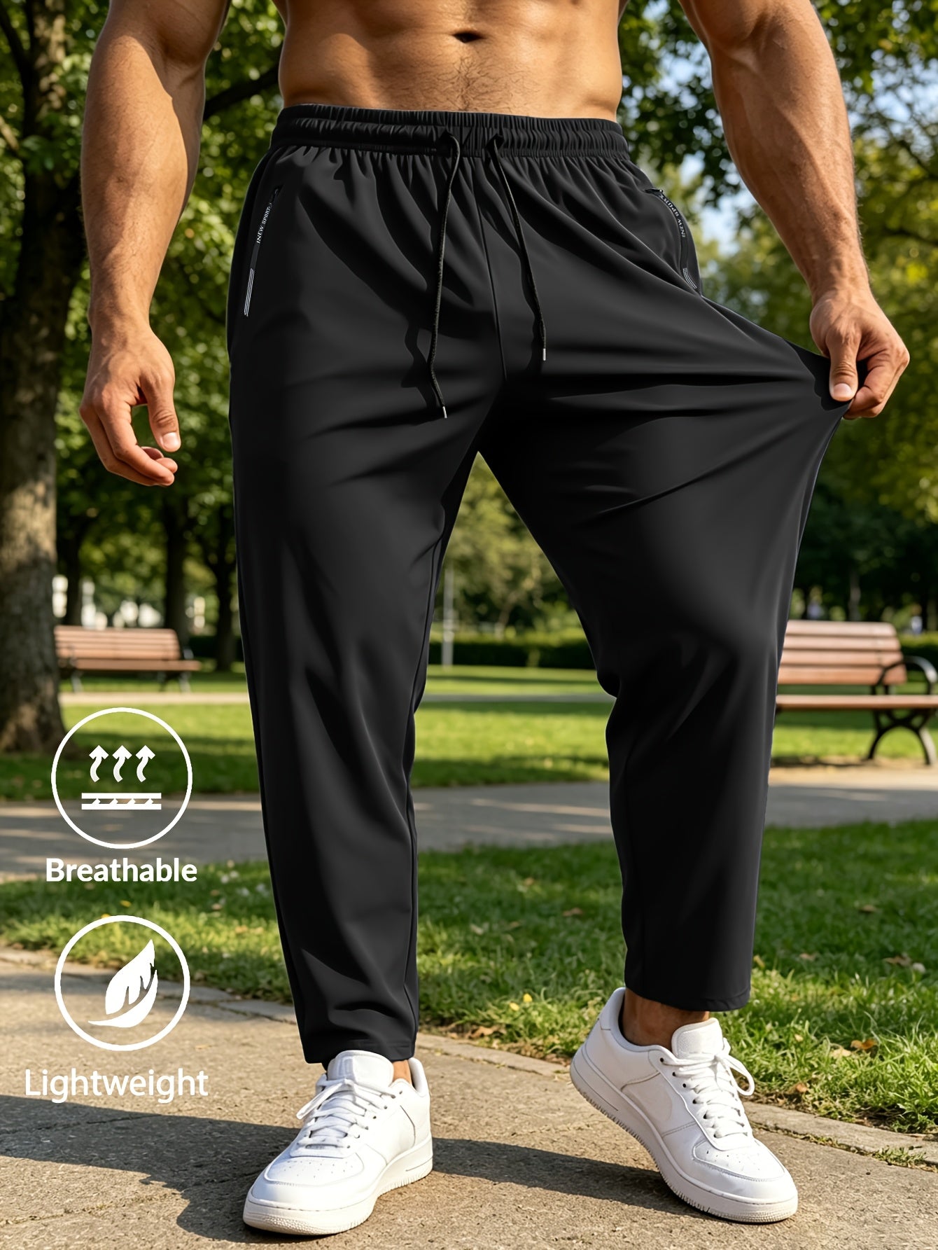 Men's Lightweight Stretch Casual Pants with Drawstring Waist
