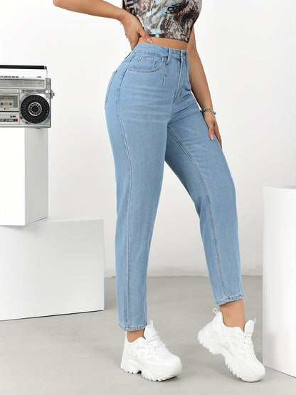 SLRO Women's High Waist Cropped Jeans Casual Button Fly Denim Pants with Non-Stretch Cotton Blend and Ombre Pattern for All Seasons