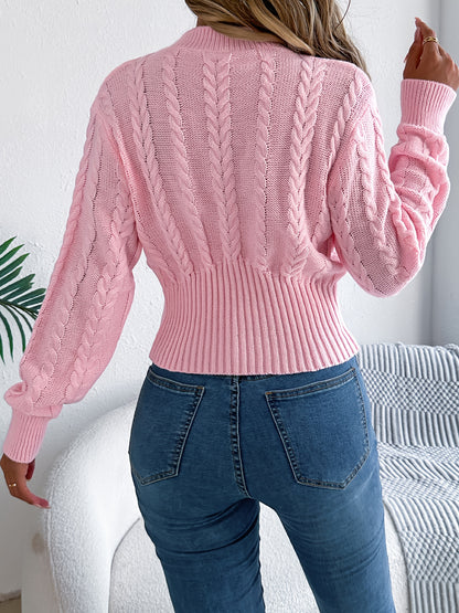 Autumn and Winter Casual Vacation Round Neck Sweater | Long Sleeved Solid Color Women'S Pullover, Medium Stretch Fabric, Regular Fit