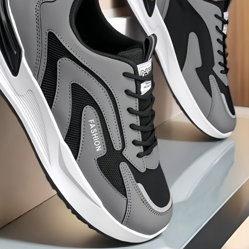 Men'S Plus Size Fashion Sneakers - Breathable Mesh Lace-Up Casual Shoes with Thick PVC Sole, Low-Top Design for All Seasons, Spring/Summer/Fall, Versatile Streetwear, Allseason Shoes | Minimalist Sneakers | Durable PVC Sol - ayq