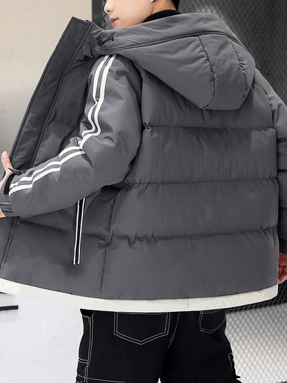 Men'S Heavyweight Winter Hooded Jacket - Thermal Insulated Cold Weather Coat with Zipper Closure, Long Sleeve Outerwear for Hiking, Skiing, Thick, Hiking Gear, Sleek Design, Durable Construction, Outdoor Enthusiasts