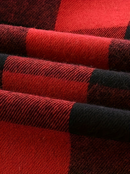 Տղամարդկանց համար նախատեսված շոտլանդական վերարկու, երկար թևքերով, պատահական, կոճակներով, գլխարկով վերնաշապիկ, բաճկոն