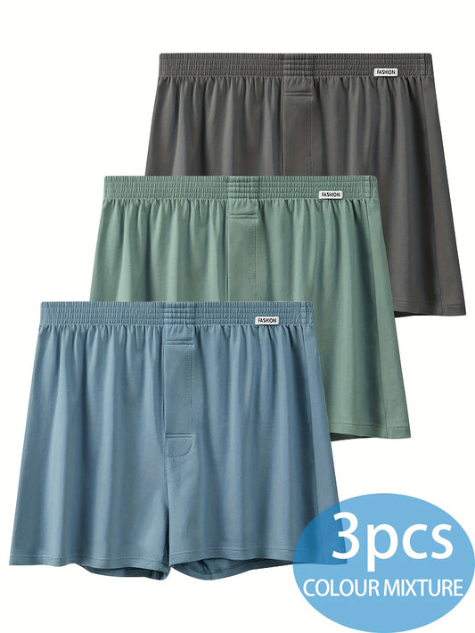 Men's Cotton Straight-Leg Shortie Underwear - 3 Pack - ayq