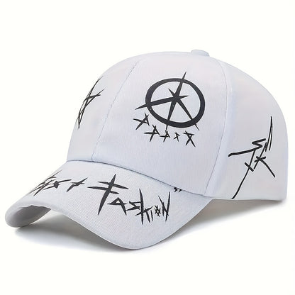 1pc Unisex Sunshade Breathable Adjustable Baseball Cap With Trendy Pattern For Outdoor Sport