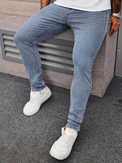 Men's Slim Fit Jeans - Rayon Blend, Stretch Denim, Solid Color, Machine Washable, Everyday Denim|Slim Fit Jeans|Rayon Blend Denim