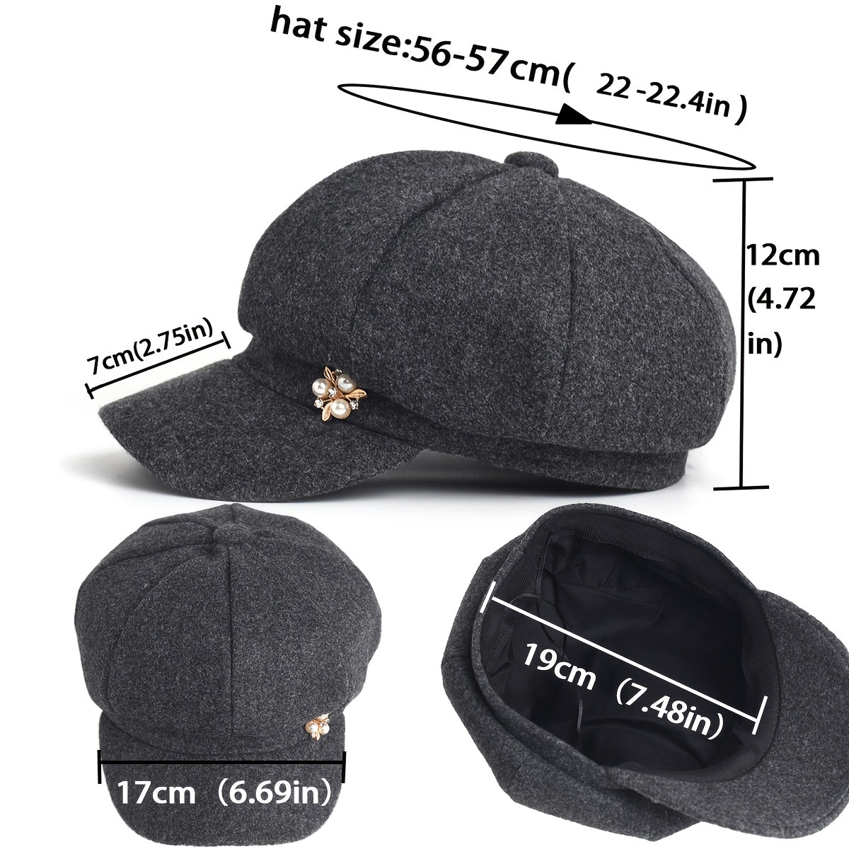 Women's Classic Warm Newsboy Beret Hat Lightweight Polyester