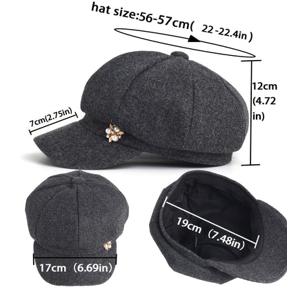 Women's Classic Warm Newsboy Beret Hat Lightweight Polyester