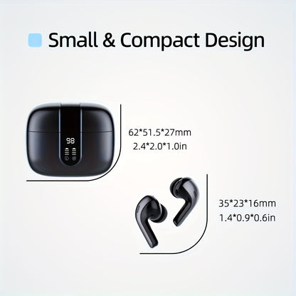 Wireless Earbuds with Mic, Earphones With LED Display, In-Ear Headphones With Mini Charging Case, TWS Headset For Men/Women