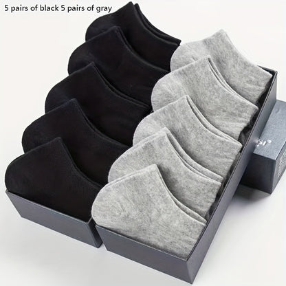 5/10/12 Pairs Unisex Comfort Ankle Socks - Soft Black Polyester Blend, Solid Color Low-Cut Design for Men & Women, Machine Washable, Cute Socks