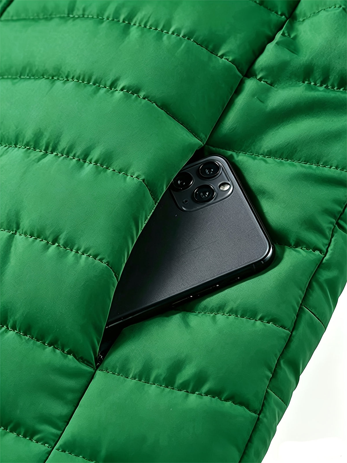 Men's Winter Warm Windproof Jacket with Stand Collar and Zippered Pock