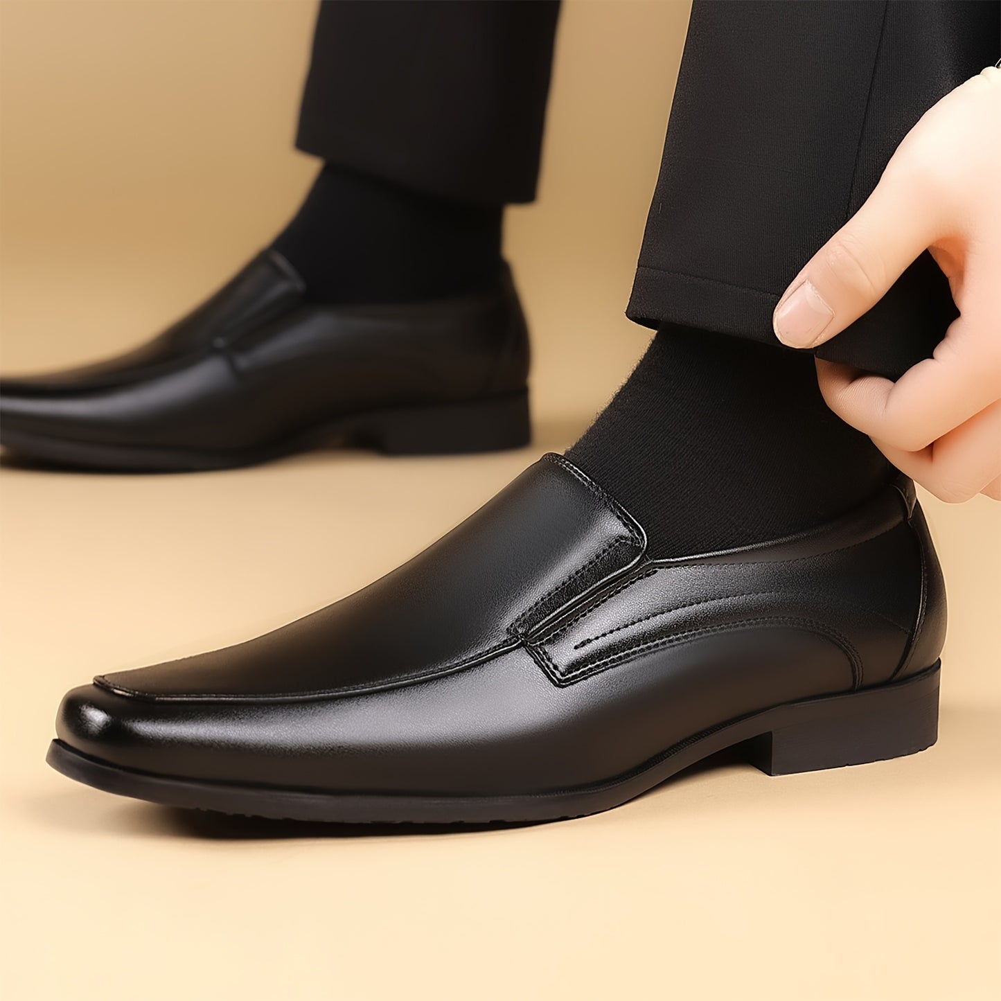 Men's Formal Square Toe Loafers Classic Business Shoes