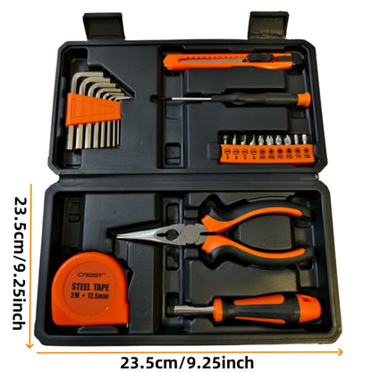 Multi functional heavy-duty manual tool kit with toolbox -20+sets of tools (pliers, hex wrench, screwdriver, tape measure), suitable for home repair, car maintenance, and DIY projects - suitable for mechanics (no power requir