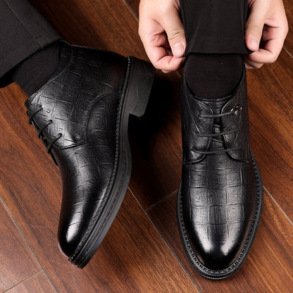 Տղամարդու ձմեռային տաք բրդյա ծածկույթով բարձրակրունկ կոշիկներ՝ չսահող, դիմացկուն, ոճային սև օքսֆորդներ՝ գործնական և առօրյա հագուստի համար, իդեալական են հարսանիքների և բացօթյա միջոցառումների համար, ձմեռային կոշիկներ | Նրբագեղ ոճ | Կայուն ռետինե ներբան