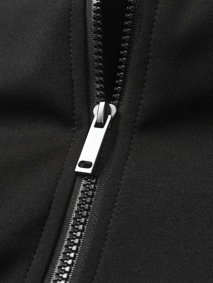 Men's Color-Block Zip-Up Casual Sports Jacket with Pockets