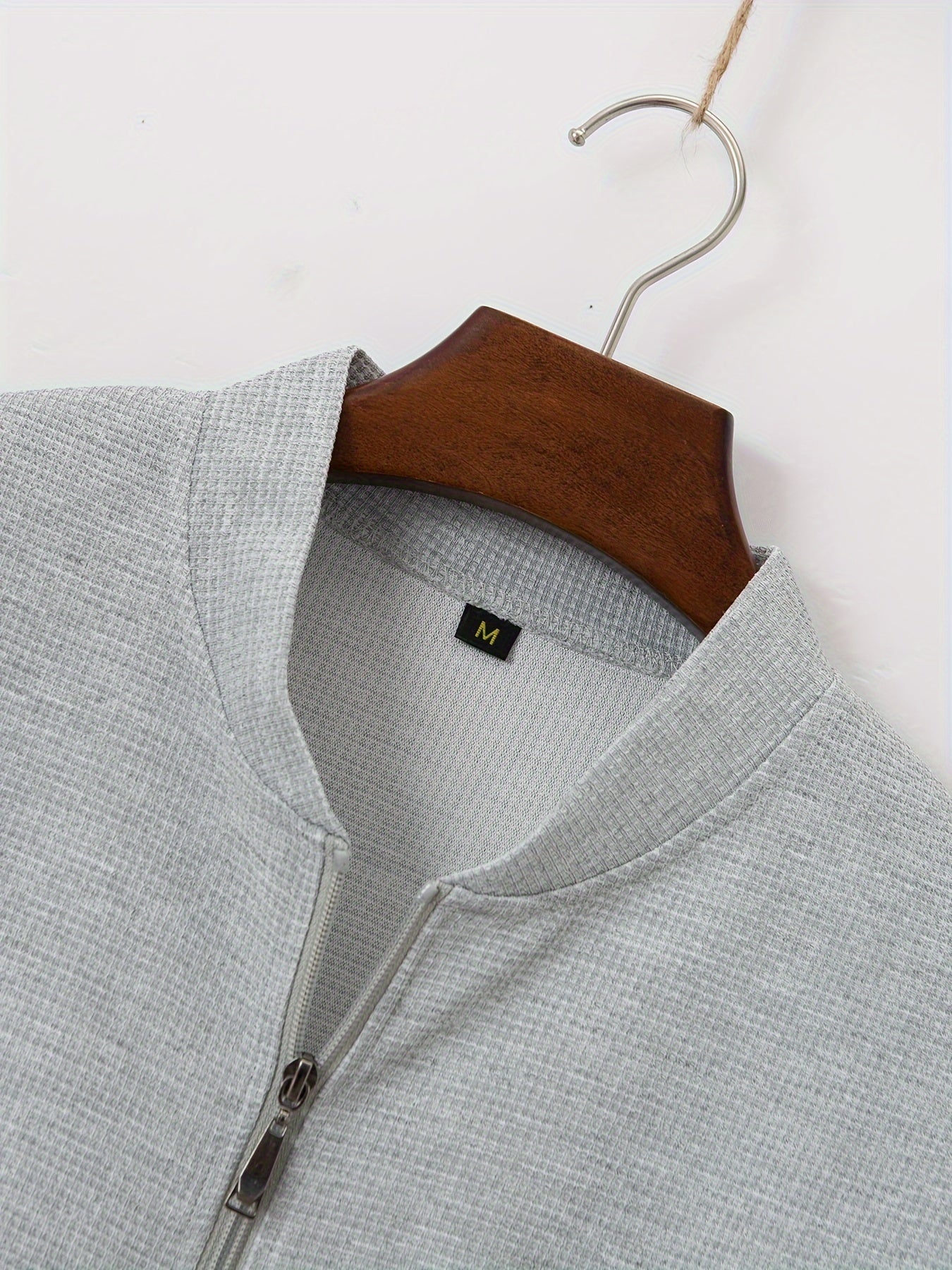 Men's Lightweight Jacket with Stand-Up Collar - Zippered Front Closure, Regular Fit Casual Coat for Everyday & Formal Wear - Spring/Fall Outerwear in White/Neutral Tones - Easy Care Zipper Jacket