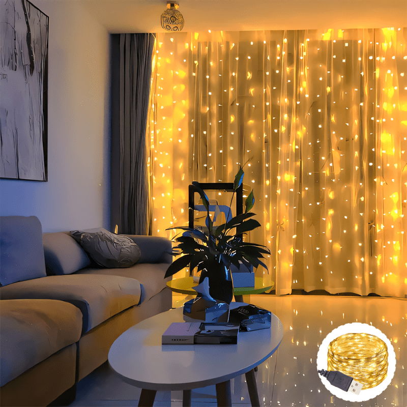 , USB LED string light, 100/50/30/10 LEDs, USB-Powered Christmas Tree & Fairy Lights, warm white, Ideal for Christmas, Halloween, Thanksgiving, wall decorations, autumn decorations, bedroom, living room, wedding, party, birth