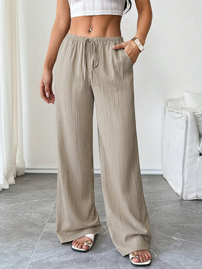 Women's High-Waisted Wide Leg Belted Pants for Spring Summer