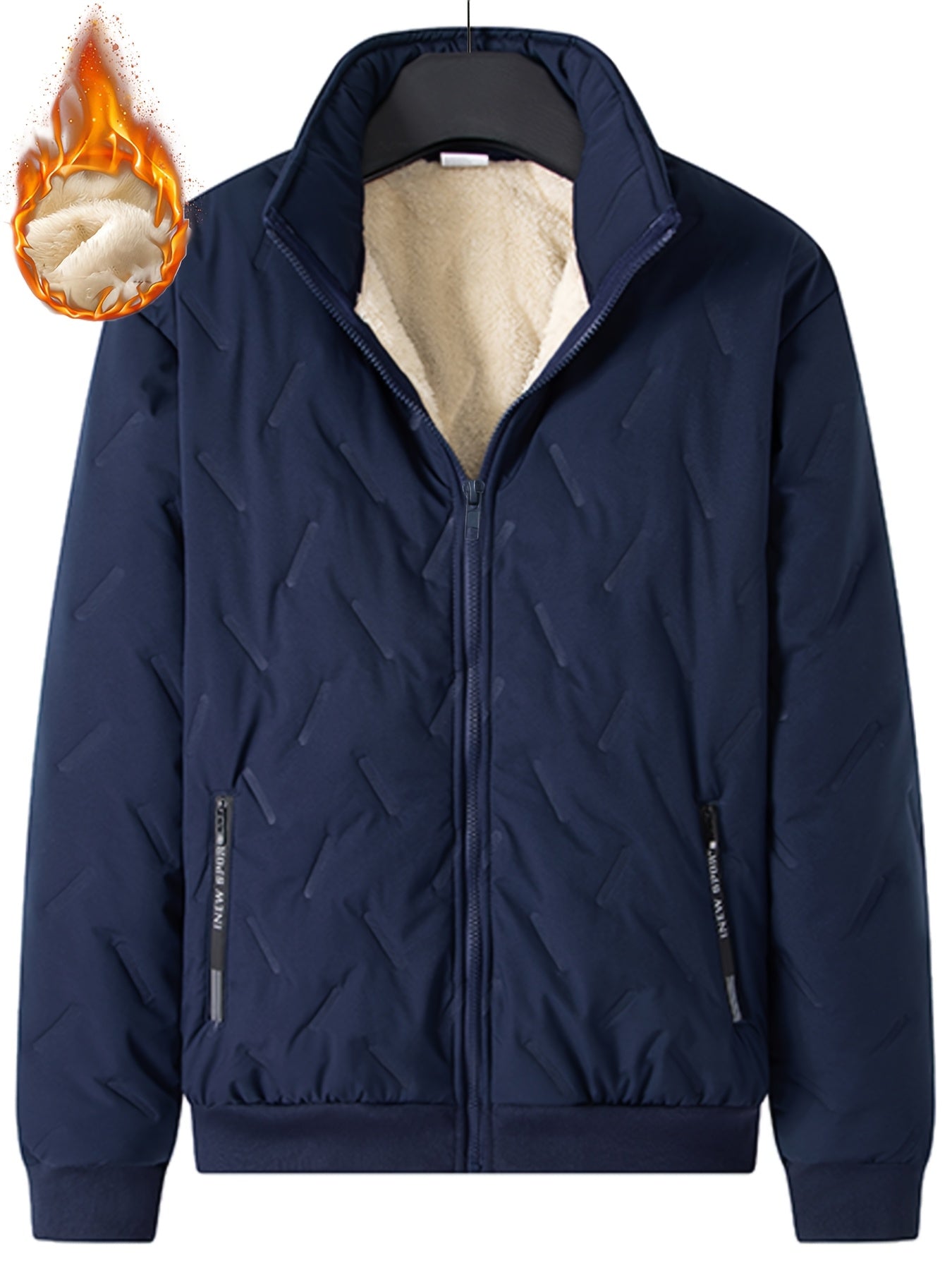 Men'S Heavyweight Winter Jacket - Thermal Insulated Cold Weather Coat with Zippered Pockets, Stand Collar, Full-Zip Closure - Black Outer Shell for Everyday & Outdoor Activities - Non-Stretch Fabric Construction, Seasonal Lay