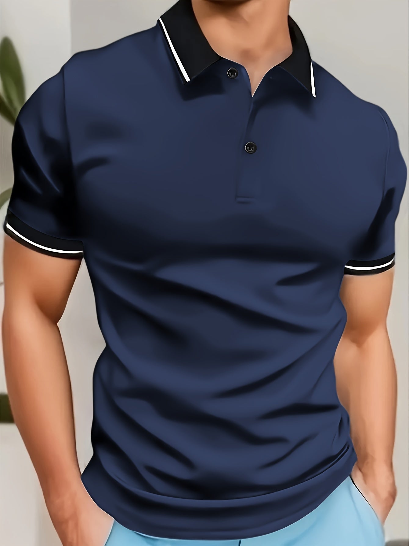 A Breathable And Fitted Golf Shirt, Men'S Casual V-Neck Short-Sleeve T-Shirt, Summer Men'S Apparel - ayq