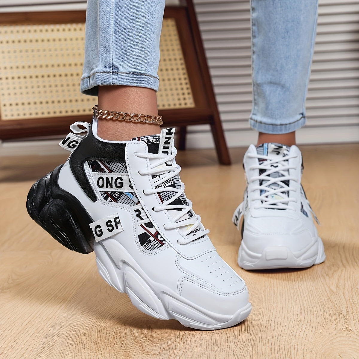 Women'S High-Top Plaid Skate Sneakers - Lightweight, Non-Slip, Shock-Absorbing Sneakers with EVA Sole, Synthetic Faux Leather Upper  Fabric Lining for All-Season Sports and Casual Wear, Casual Sneakers   Stylish Lace-Up Shoe