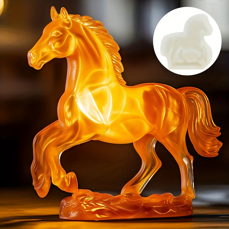 Running Horse Silicone Mold - Dynamic Running Horse Design with Expressive Eyes & Mane, for Candle, Resin, Concrete, Cement, Gypsum Crafts - Reusable Non-Toxic Mold for Home Decor, Birthday, Wedding, New Year'S Gift - Compati