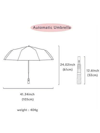 Automatic Open/Close, Windproof Tri-Fold Umbrella - Durable, Thickened Canopy for Enhanced Rain Protection, Ideal for Business Use, Automatic Folding Umbrella