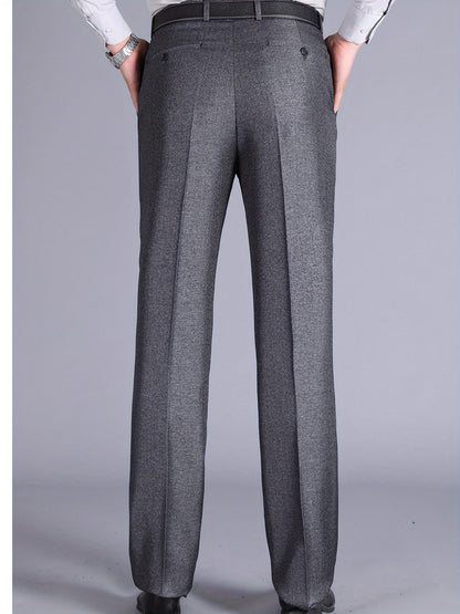 Men'S Casual Spring/Fall Polyester Solid Color Regular Fit Pants with Pocket
