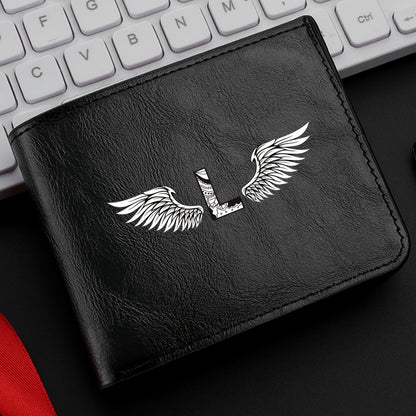 Wing Letter Print Faux Leather Wallet - Casual Fold Design with Credit Card Slots and Coin Purse, Perfect Valentine's Day Gift