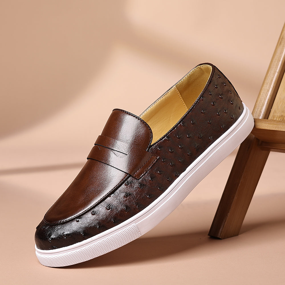 Plus-Size Men's Casual Loafers with White Rubber Soles