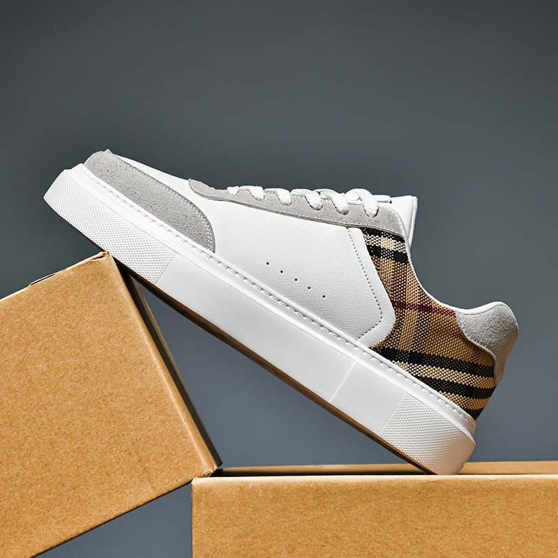Men's Fashionable Street Sneakers - Comfortable & Non-Slip for City Exploration & Outdoor Activities - Robust Lace-Up Skate Shoes Suitable for Casual Attire