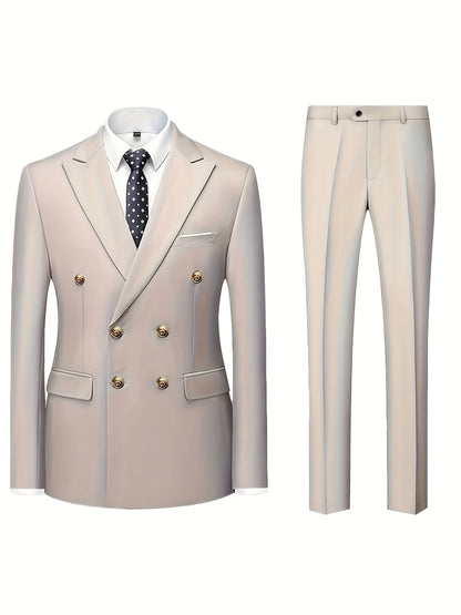 Men's Slim Fit 2-Piece Polyester Suit with Notched Lapel