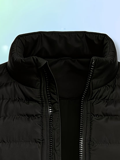 Men's Lightweight Warm Jacket with Zipper Pockets for Fall