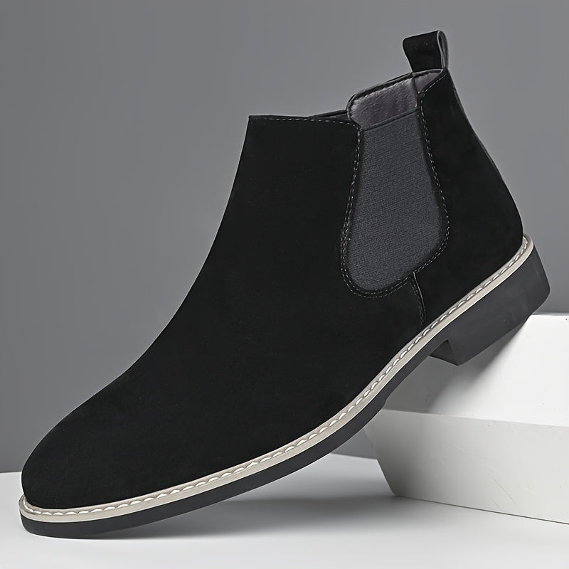 High-End Business Men'S Chelsea Boots, Pointed Elastic Ankle Boots, Slip-Resistant And Wear-Resistant Formal Shoes, British Style Slip-On Loafers, Suitable for Both Work And Casual Wear.