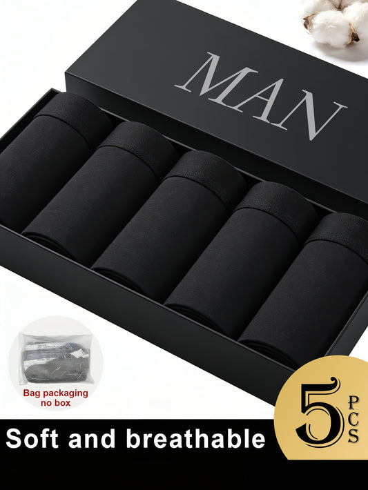 Men's Cotton Boxer Briefs 5-Pack Breathable Stretch Underwear