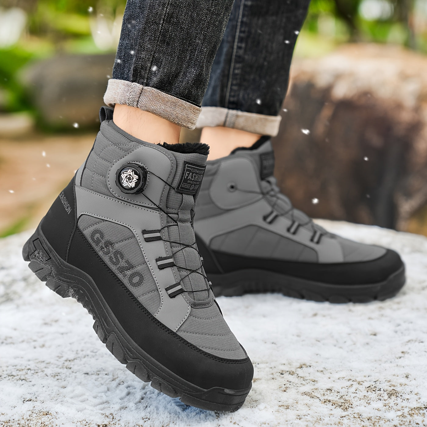 GSSZO Men's High-Top Hiking Boots with Height Increase - Slip-Resistant & PVC Sole, - -Terrain Boots Suitable for Urban Streetwear, Outdoor Trekking, Heavy-Duty Wear - Comfortable & Durable (Year-Round Use)