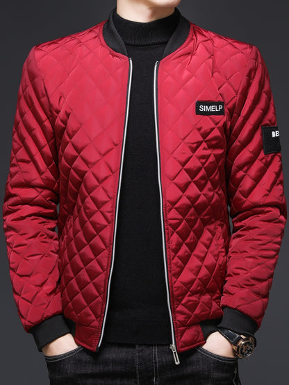 Men's Casual Fall/Winter Polyester Bomber Jacket with Baseball Collar