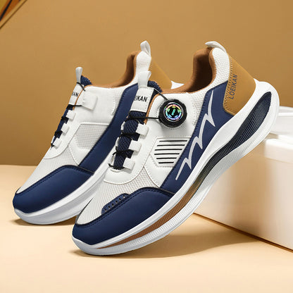 Men's Low-Top Casual Sneakers with Twist Buckle Design