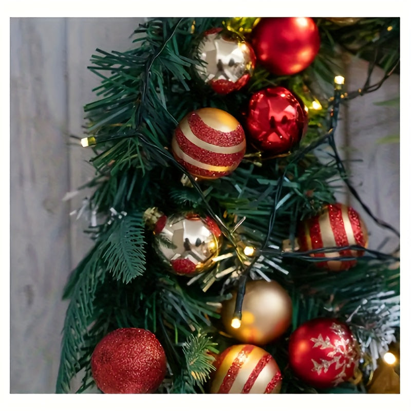 50pcs Christmas Ball Decorations, Christmas Tree Ornaments with Hand-Painted Snowflakes, Circles and Dots, Suitable for Christmas Wreaths, Christmas Trees, Happy Christmas Party Decorations, Christmas, New Year'S Day, Christm