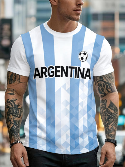 Men's Argentina Football T-Shirt Breathable Quick-Dry Mesh