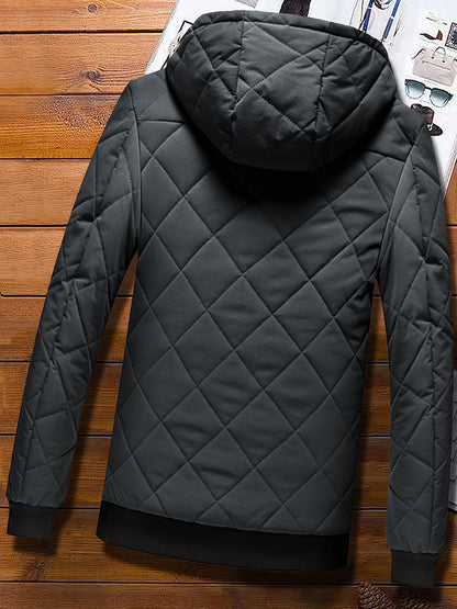 Men's Hooded Fleece-Lined Winter Jacket Casual Coat