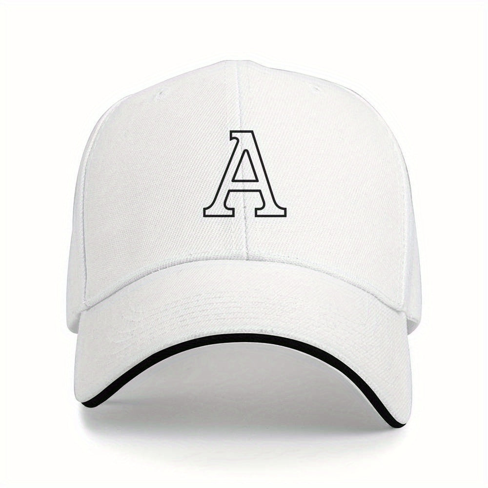 Lightweight Sports Baseball Cap with Ornate Letter A Print
