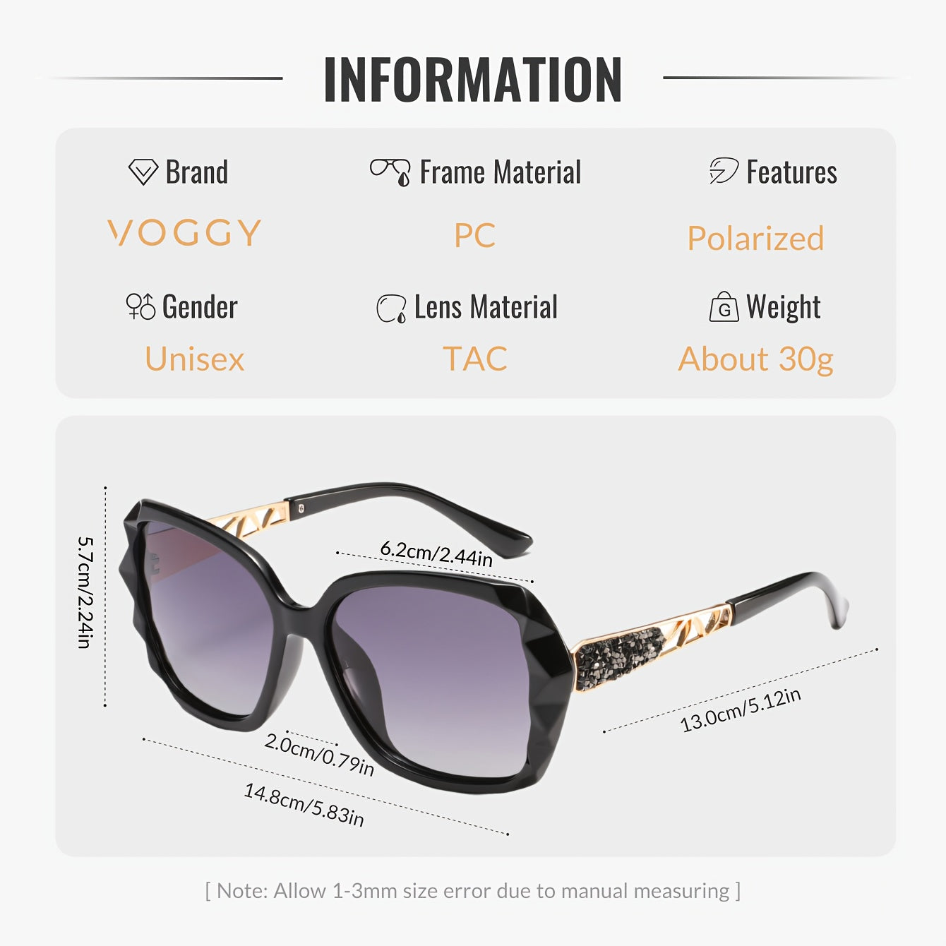 VOGGY Oversized Polarized UV400 Sunglasses for Men and Women